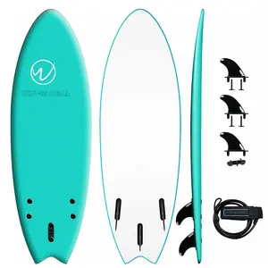 Alta qualidade cor azul soft top paddle surf board espuma sup prancha com trelas aletas OEM Soft Board Foam Top Surf