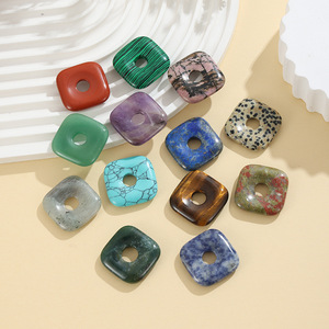 Perles carrées en pierres précieuses naturelles 7 styles de Lapis Lazuli Turquoise Améthyste Oeil de tigre <span class=keywords><strong>Malachite</strong></span> 30mm Écologique Sculpté pour - Product Image 4
