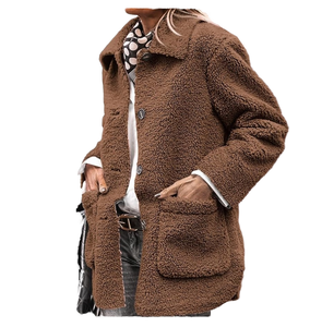 Nuevo Abrigo Grueso de Invierno de Piel Sintética de Zorro, Abrigo Tejido Esponjoso con Acabado Crudo para Mujer - Product Image 1