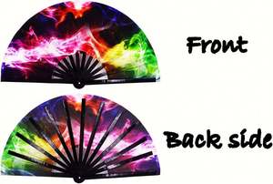 Éventail pliant en bambou personnalisé imprimé par sublimation, grand format, pour mariages et fêtes, artisanat en bambou fait main, vente en gros - Product Image 3