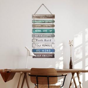 Panneau mural en bois d'art rustique inspirant, citation motivante, décoration, plaque de ferme peinte à la main, matériau MDF, positif - Product Image 2