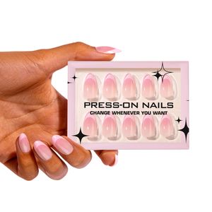 <span class=keywords><strong>Faux</strong></span> ongles en acrylique de couleur rose pêche, forme amande française, dégradé rose, haut de gamme, élégants, à presser, pour adolescentes, vente en gros - Product Image 5