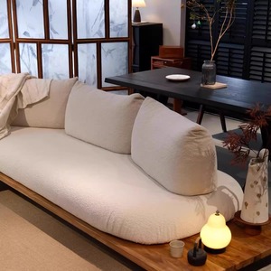 Sofá de Madera Maciza Estilo Tatami Japonés con Tapicería de Terciopelo de Alta Resistencia para Apartamentos Pequeños y Casas de Huéspedes - Product Image 3