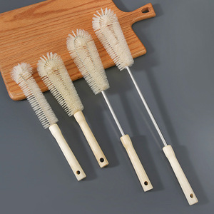 Cepillo para limpiar botellas con mango de madera y mango largo, para limpiar biberones y tazas, juego de 4 herramientas - Product Image 1