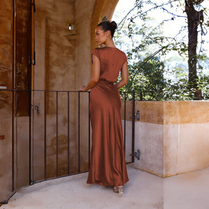 Nuovo Abito da Sera 2025 per Donna in <span class=keywords><strong>Raso</strong></span> <span class=keywords><strong>con</strong></span> <span class=keywords><strong>Spacco</strong></span> e Scollo a V, Elegante <span class=keywords><strong>Vestito</strong></span> da Cocktail <span class=keywords><strong>Lungo</strong></span> e Sexy Aderente - Product Image 4