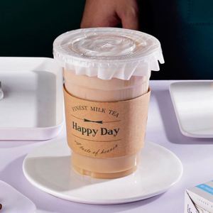 Gobelets jetables en plastique PET de 14 oz, 16 oz, 98 Calibres, 400/500 ml, pour boissons froides, Boba, Bubble Tea, café, avec couvercles et pailles - Product Image 5