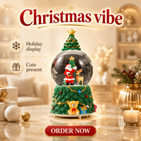 Ornements de Noël en forme de globe de neige, petites boules d'eau lumineuses créatives, décoration de fenêtre, boîte à musique, vente en gros