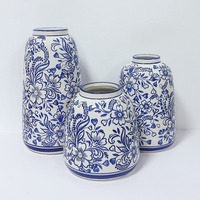 MSH élégant vase en céramique bleu et blanc chinois pour la décoration de mariage de plantes hydroponiques