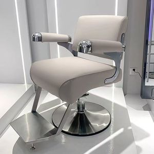 Sillón de Barbería Hidráulico de Cuero Marrón Moderno DM con Giro de 360 Grados y Reposapiés para Barbería - Product Image 2