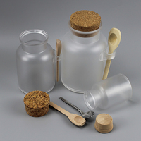 Frosted Plastic Body Scrub Bath Salt Container Cosmetic Skin Care Bath Salts Packaging Jars With Cork and Spoons