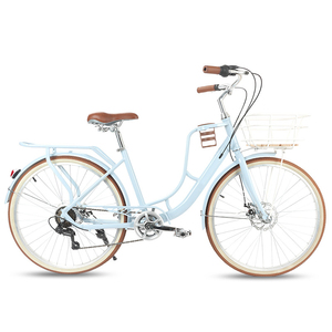 Vélo de ville WANYI classique rétro urbain à 7 vitesses, 24 <span class=keywords><strong>pouces</strong></span>, pour adultes, jantes en alliage d'aluminium, cadre en acier au carbone, vélo pour femmes - Product Image 1