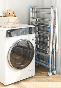Foldable 3-Layer Stainless Steel Clothes <strong>Drying</strong> Rack Wing-Shaped Movable Metal <strong>Clothing</strong> <strong>Stand</strong> <strong>for</strong> Balcony or Floor-Standing Use - Product Image 3
