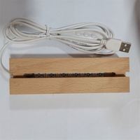 Vente en gros 3D illusion LED veilleuse 16 couleurs RVB télécommande boîte à piles socle de lampe en bois pour salon Design minimaliste