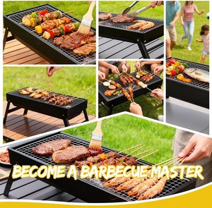 Portable Folding Charcoal Bbq Grill Collapsible Tabletop Iron <b>Stove</b> With Built-in Tool Box for Outdoor Camping Picnic - Product Image 6