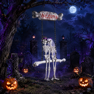 Decorazioni di Halloween Pafu: <span class=keywords><strong>Scheletri</strong></span> di Sposi a Grandezza Naturale, Accessori Sospesi, Cartello di Benvenuto con Coppia di <span class=keywords><strong>Scheletri</strong></span> per Halloween - Product Image 3