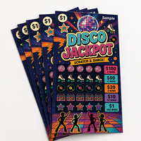Billets à déchirer en carton fantaisie à thème disco, motifs haute définition personnalisés, différentes formes, cinq fenêtres, avec languette de tirage