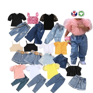 Vente en gros d'ensembles de vêtements pour filles en bas âge, 2 pièces, haut court et <span class=keywords><strong>jupe</strong></span> en jean, pour l'été - Product Image 6