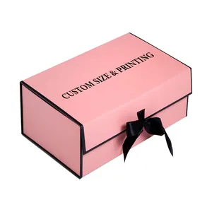 Großhandel benutzerdefiniertes Logo Brautjungfer rosa magnetische Schachteln wiederverwendbare Verpackung für Hochzeit Gunst Geschenkboxen mit Band