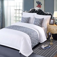 Vente en gros d'usine, linge de lit d'hôtel, rayé blanc, housse de couette 100% coton avec taie d'oreiller pour hôtel 5 étoiles