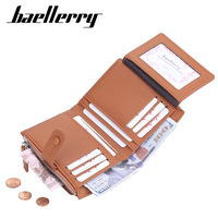 Baellerry dompet kecil wanita, Slim kompak lipat tiga kulit Pu posisi Multi kartu klip uang dompet tipis