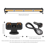 Nouvelle barre lumineuse d'avertissement LED COB double face HJ pour toit de voiture, feux clignotants de danger, gyrophare magnétique d'urgence en alliage d'aluminium 48W