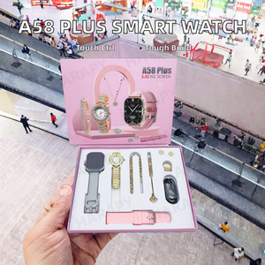 A58 PLUS <span class=keywords><strong>Orologio</strong></span> Smart da <span class=keywords><strong>Donna</strong></span> alla Moda 8 in 1 Set con Doppio Cinturino, Anello, Orecchini, <span class=keywords><strong>Touch</strong></span> Screen, Fitness Tracker IP68 Compatibile con Android - Product Image 6