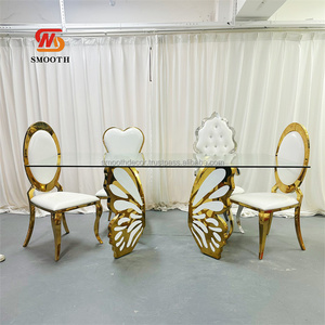 SMOOTH Gold Acero inoxidable Forma rectangular Lujo Gold Wedding Table Novia Novio Comedor Banquete Mesa - Product Image 1