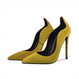 Robe de soirée escarpins pour femmes bout pointu 12CM talon aiguille faux daim ondulé découpe latérale bouche peu profonde plusieurs couleurs - Product Image 4