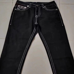 Pantalon décontracté droit en denim épais de style urbain américain, marque Real Faith, motif <span class=keywords><strong>Bouddha</strong></span>, pour l'été - Product Image 3