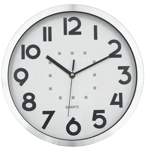 Металлические настенные часы с алюминиевой рамой, часы 12 дюймов для домашнего декора