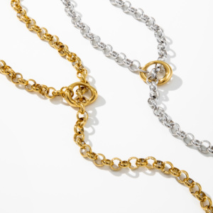 YF5079 New Arrivals Waterproof Jewelry Minimalist 18K Gold Plated Stainless Steel O Shaped <strong>Long</strong> Chain Sweater <strong>Necklace</strong> - Product Image 6
