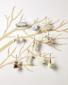 Décoration <span class=keywords><strong>de</strong></span> Noël en porcelaine avec cordon doré, motif flocon <span class=keywords><strong>de</strong></span> neige, étoile et lune, design hivernal, couleur crème - Product Image 3