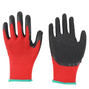 Red Latex Coated Red Cotton Knitted Industrial Safety Working Gloves