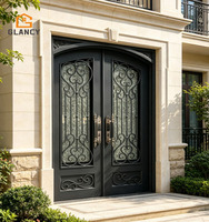 Portes extérieures à double battant en fer forgé, portes de sécurité pour maisons et villas