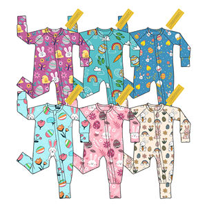 Roupas de Bebê por Atacado para a Páscoa Primavera Pijamas de Bambu Personalizados para Crianças Macacão Longo com Zíper - Product Image 6
