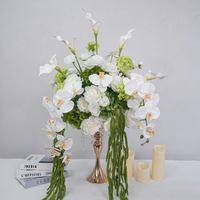DKB Hochzeitsblumenarrangement Künstliche Calla-Lilie Phalaenopsis Weiß-Grüne Rose Hortensie 50cm Künstliche Blumenkugel Tischdekoration
