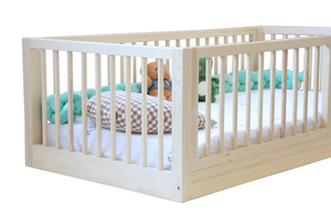 <span class=keywords><strong>Cama</strong></span> <span class=keywords><strong>Montessori</strong></span> de madera natural para niña, <span class=keywords><strong>cama</strong></span> <span class=keywords><strong>doble</strong></span> con barandilla de dosel para niños pequeños, <span class=keywords><strong>cama</strong></span> de suelo tamaño king con tobogán con rieles - Product Image 3