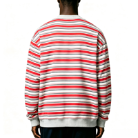 T-shirt Vintage Oversize Anti-rétrécissement à Manches Longues Col Rond Décontracté Streetwear Hip Hop avec Patch Rayé – Nouveauté Fournisseur