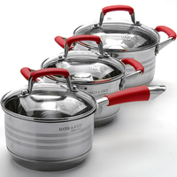 Ensemble d'ustensiles de cuisine 5 couches plus grande taille, bol à soupe antiadhésif, ustensiles de cuisine Induction 5 pièces, rose chaud, ustensiles de cuisine sans eau en acier inoxydable