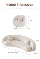 Sofá curvo más nuevo, conjunto de sofá de muebles medio redondo, sofá moderno de terciopelo de lujo para sala de estar, sofá para el hogar en forma de luna