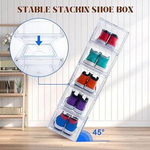Gran plataforma organizadora apilable plegable cuadrada transparente zapatillas para mascotas contenedor almacenamiento magnético acrílico caja de zapatos - Product Image 5