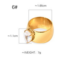 Luxus Big Zircon Stone Wide Ehering Vergoldeter Edelstahl ring für Damen ring