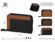 Portacarte a fisarmonica da uomo, 7 pollici, in microfibra, pelle sintetica, chiusura con cerniera per carte - Product Image 1