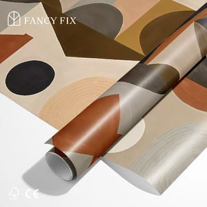 Rollos de papel tapiz autoadhesivo de arcilla geométrica 44x50CM impermeable para decoración de gabinetes de baño de dormitorio - Product Image 1