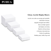 3pcs Buffet Table Food Display Stands Nesting Dessert Risers Cube Lucite Display Box for Wedding Party White Acrylic Riser Stand