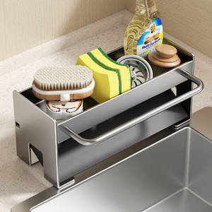 Organizador de Fregadero de Acero al Carbono, Soporte para Esponjas, Cesta de Drenaje Impermeable, Organizador de Encimera para Cocina - Product Image 2