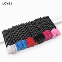 Pinceaux de maquillage jetables pour cils et sourcils, 50 pièces/sac, manche en cristal, fibres synthétiques, applicateur de mascara portable pour