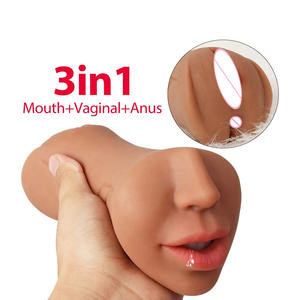 Großhandel <span class=keywords><strong>3</strong></span> in 1 Realistic Oral Mastur bator Deep Throat Elastic Geruchloses Doppel loch Munds pielzeug für Männer Oral Oral Oral - Product Image 2