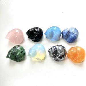 クリスタル彫刻天然宝石卸売眠っている猫彫刻 - Product Image 1