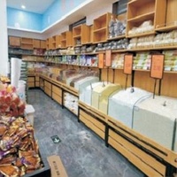 Étagère de présentation réglable en fer, bois et acier pour fruits et légumes avec roulettes pour supermarché